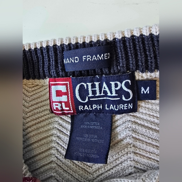 Chaps X Ralph Lauren Hand Framed Cotton Mens Sweater M - Picture 5 of 8